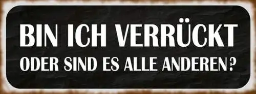 Schild bin ich verrückt oder sind es alle anderen normal 27x10 blech od.holz