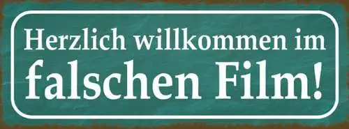 Schild Herzlich Willkommen Im Falschen Film Verrückt 27 x 10 Blech od. Holz