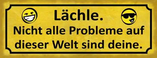 Schild lächle nicht alle probleme auf der welt sind deine 27x10 blech od.holz