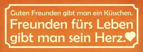 Schild guten freunden gibt man ein küsschen fürs leben gibt man sein herz 27x10