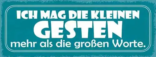 Schild ich mag die kleinsten geste mehr als die großen worte 27x10 blech od.holz