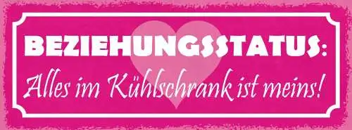Schild beziehungsstatus alles im kühlschrank ist meins essen 27x10 blech od.holz