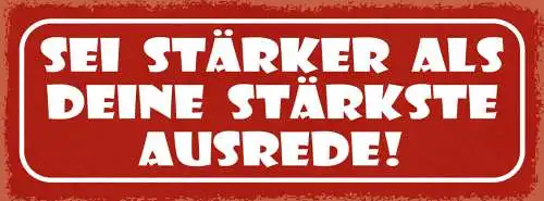 Schild sei stärker als deine stärkste ausrede notlüge 27x10 blech od.holz