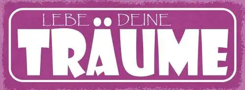 Schild lebe deine träume traum leben ziele wünsche arbeit 27x10 blech od.holz