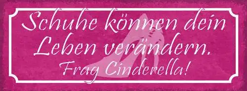 Schild schuhe können dein leben verändern frag cinderella 27x10 blech od.holz