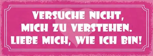 Schild versuche nicht mich zu verstehen liebe mich wie ich bin beziehung 27x10
