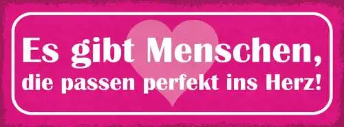 Schild es gibt menschen die passen perfekt ins herz liebe 27x10 blech od.holz