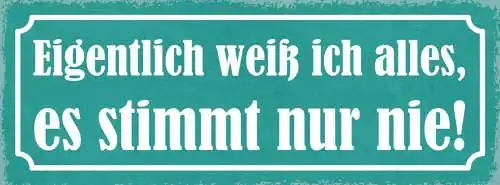 Schild eigentlich weiß ich alles es stimmt nur nie wissen 27x10 blech od.holz
