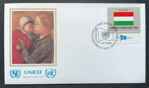 Brief Unicef FDC Flagge Hungary Rippl-Ron'ai Mother Child ca16,4x9,3cm 410303 PR