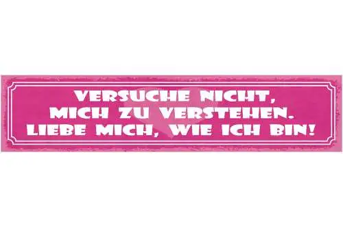 Schild Versuche Nicht Mich Zu Verstehen Liebe Mich Wie Ich Bin 46 x 10
