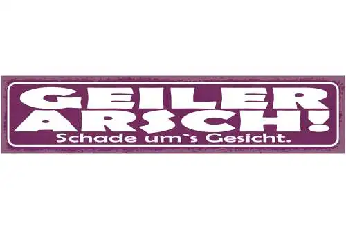 Schild Geiler Arsch Schade Um's Gesicht 46 x 10 Blech od. Holz