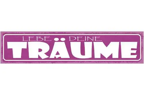 Schild Lebe Deine Träume Wünsche Erfüllung Leben 46 x 10 Blech od. Holz
