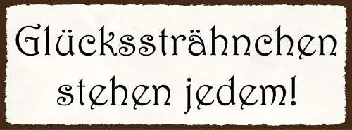 Schild glückssträhnchen stehen jedem glück strähne haare 27x10 blech od.holz