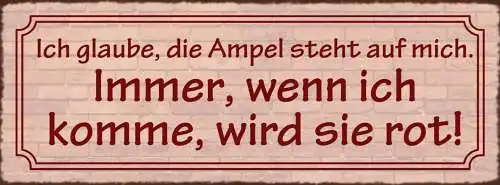Schild Ich Gaube Die Ampel Steht Auf Mich Immer Wenn Ich Komme Wird Sie Rot