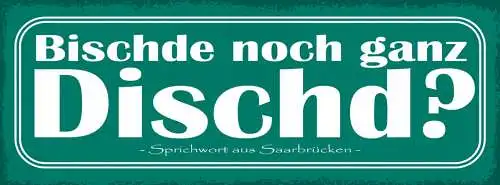Schild Bischde Noch Ganz Dischd Dicht Sein Saarbrücken 27x10 Blech od.Holz
