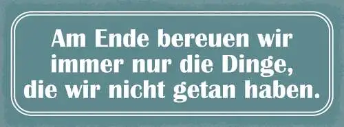 Schild Am Ende Bereuen Wir Immer Nur Die Dinge Die Wir Nicht Getan Haben 27x10