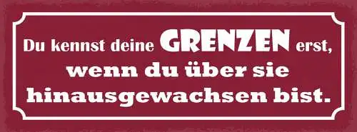 Schild Du Kennst Deine Grenzen Erst Wenn Du Über Sie Hinausgewachsen Bist 27x10