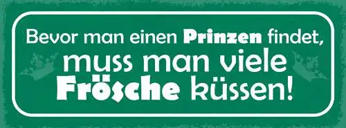 Schild Bevor Man Einen Prinzen Findet Muss Man Viele Frösche Küssen Liebe 27x10