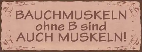 Schild Bauch Muskeln Ohne B Sind Auch Muskeln Training 27x10 Blech od.Holz