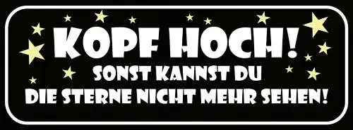 Schild Kopf Hoch Sonst Kannst Du Die Sterne Nicht Mehr Sehen 27x10 Blech od.Holz