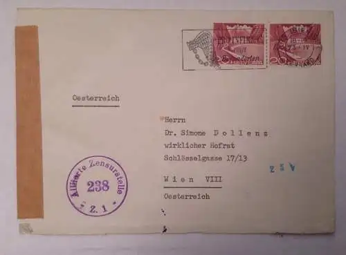 Brief Schweiz Allierte Zensurstelle Z1 14078A