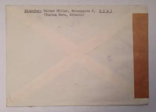 Brief Schweiz Allierte Zensurstelle Z1 14078A