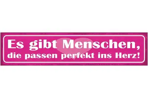 Schild Es Gibt Menschen Die Passen Perfekt Ins Herz Liebe 46 x 10 Blech od. Holz