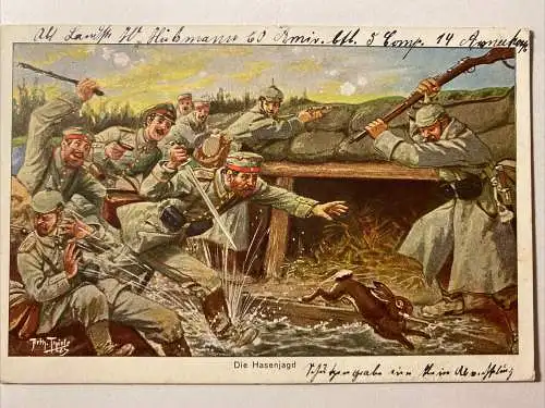 Die Hasenjagd, Soldaten, Schwert, Gewehr, Uniform 410028 AH