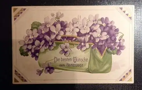 Prägekarte Die Besten Wünsche Zum Namenstag Tasche Mit Veilchen Ga B