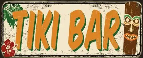 Schild Tiki Bar Hawaii Alkohol Spirituosen Cocktail 27 x 10 Blech od. Holz