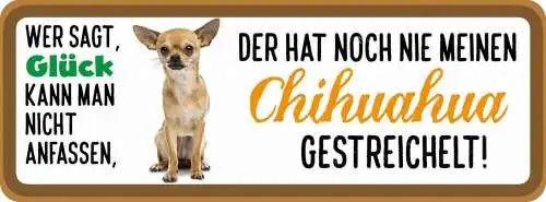 Schild wer sagt glück kann man nicht anfassen nie chihuahua gestreichelt hund