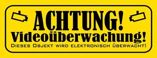 Schild Achtung Video Überwachung Objekt Elektronisch Überwacht Kamera CCTV 27x10
