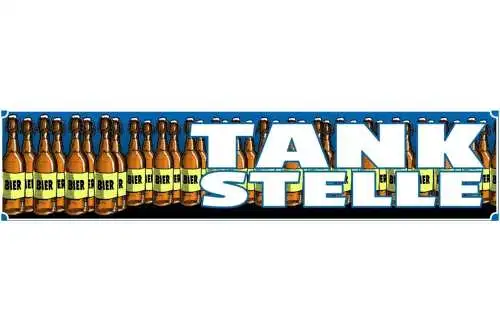 Schild Tankstelle Bier Alkohol Flasche Bar Lokal Wirt 46 x 10 Blech od. Holz