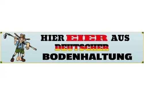 Schild Eier Deutsche Bodenhaltung Hoden Tracht Bayern 46 x 10 Blech od.Holz