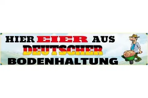 Schild Eier Deutsche Bodenhaltung Hoden Schubkarre 46 x 10 Blech od. Holz