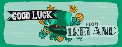 Schild good luck from ireland viel glück irland kleeblatt 27x10 blech od.holz