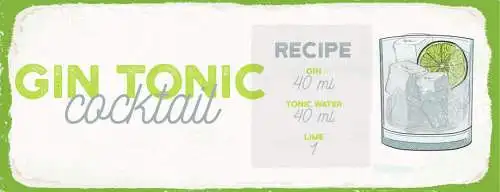 Schild Gin Tonic Cocktail Rezept Bar Alkohol Drink Limette 27x10 Blech od.Holz