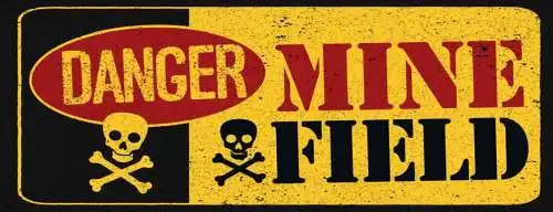 Schild danger mine field gefahr achtung minen feld vorsicht 27x10 blech od.holz