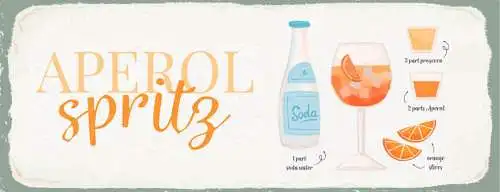 Schild Aperol Spritz Cocktail Rezept Bar Alkohol Drink Soda 27x10 Blech od.Holz
