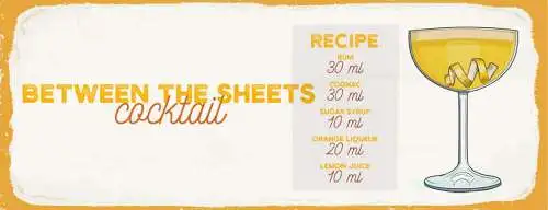 Schild Between The Sheets Cocktail Rezept Bar Alkohol Drink 27x10 Blech od.Holz