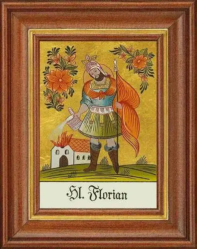 Hinterglasbild - heiliger florian - patronatsbild taufe namenspatron 12,7x16