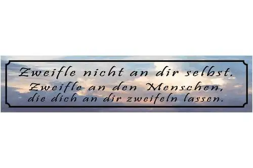 Schild Zweifle Nicht An Dir Selbst Menschen Zweifel 46 x 10 Blech od. Holz