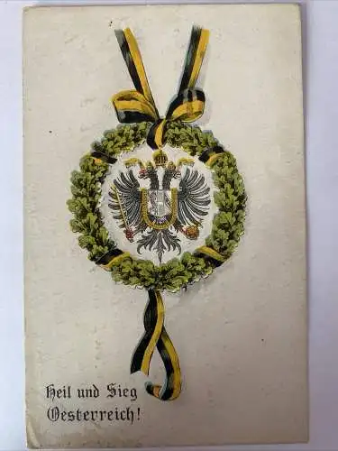 Grußpostkarte, Adler, Kranz, Österreich 410019 AH