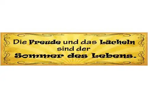 Schild Die Freude Und Das Lächeln Sind Der Sommer Des Lebens 46x10 Blech od.Holz