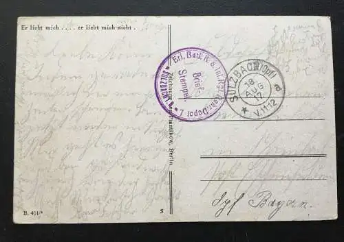 Er liebt mich/nicht - Soldat mit Frau Blume - Militär Krieg 400641 TH