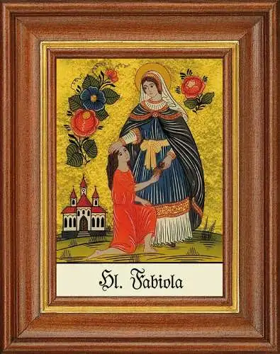 Hinterglasbild - heilige fabiola - patronatsbild taufe namenspatron 12,7x16