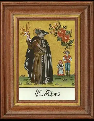Hinterglasbild heiliger alfons patronatsbild taufe namenspatron  12,7x16