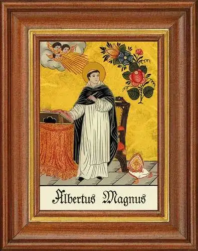 Hinterglasbild - albertus magnus - patronatsbild taufe namenspatron 12,7x16 th