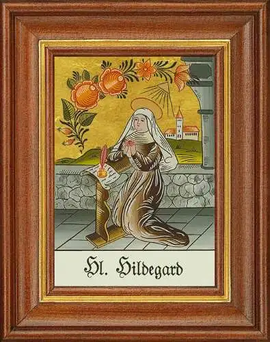 Hinterglasbild - heilige hildegard - patronatsbild taufe namenspatron 12,7x16