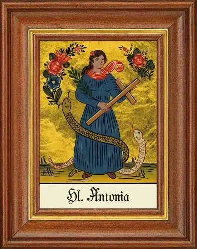 Hinterglasbild - heilige antonia - patronatsbild taufe namenspatron 12,7x16 th